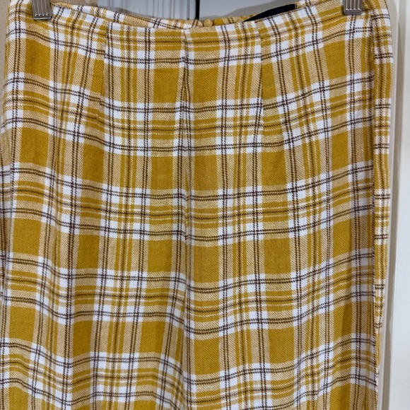 Reformation Linen Plaid Pants in "Cher" Yellow Sz 6 - Picture 3 of 11